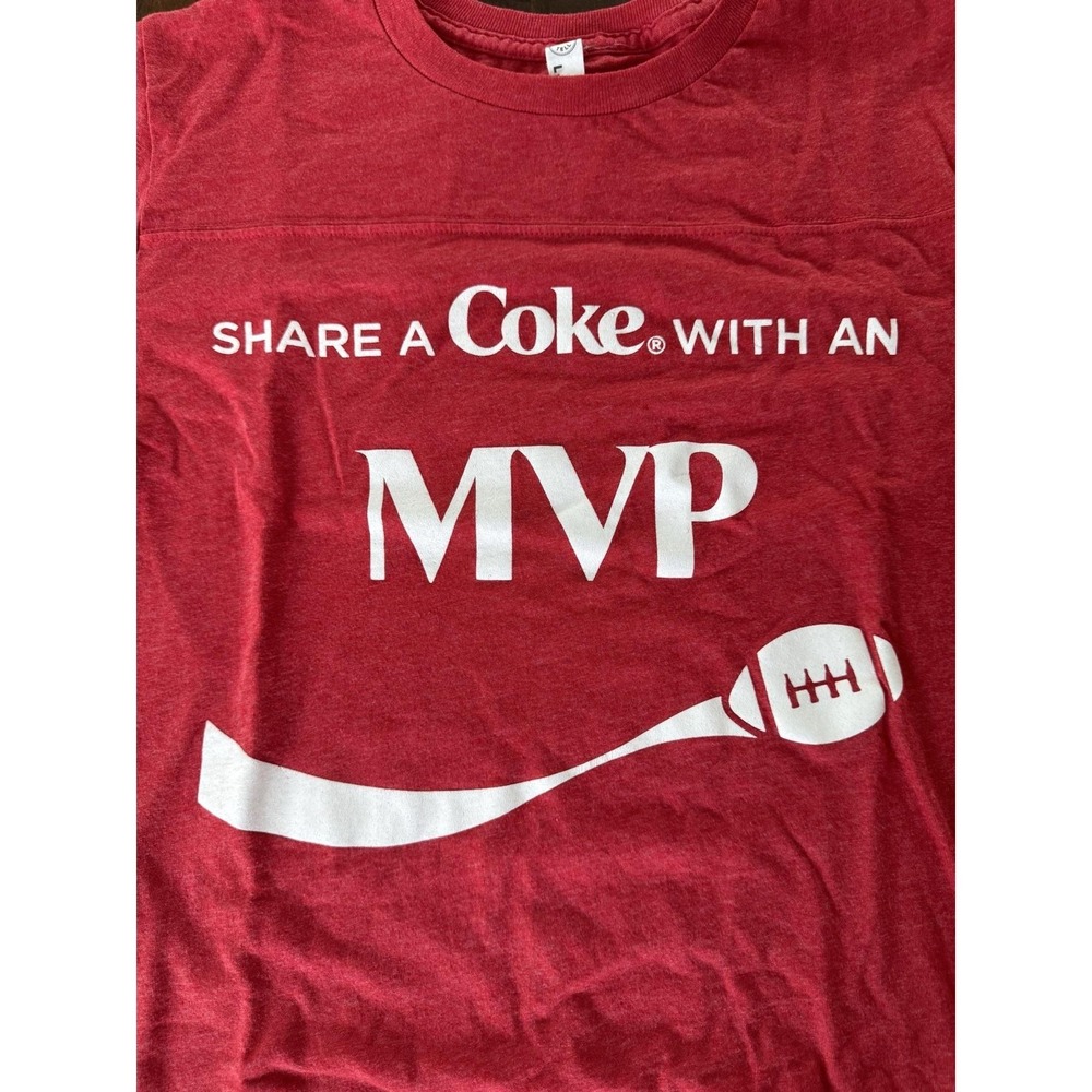 LAT Apparel T-Shirt Juniors S Red Share A Coca-Cola MVP Football Striped Sleeve